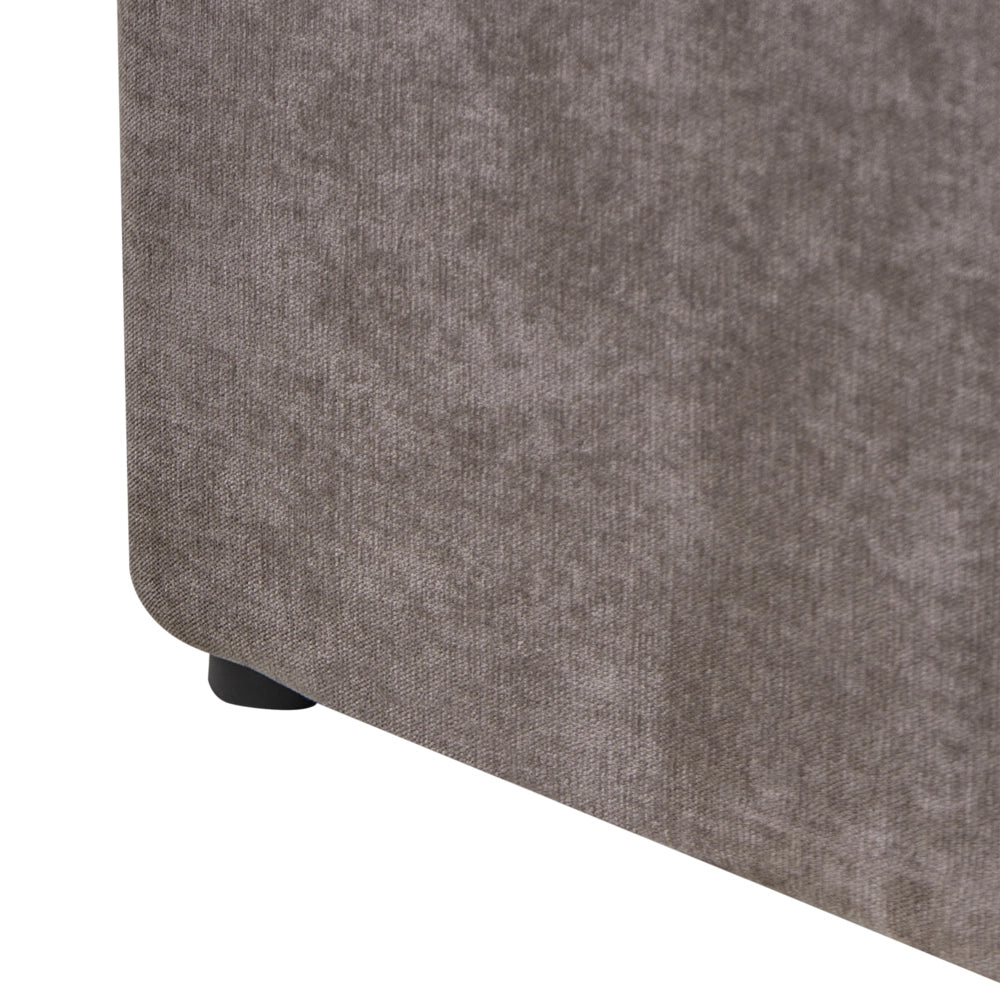 Letto ottomano color tortora in tessuto di ciniglia 160 x 200 cm Testiera imbottita Rete a doghe sollevabile