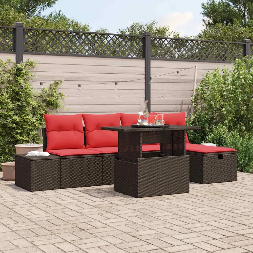 Set Divano da Giardino 6 pz Marrone polyrattan 3361203