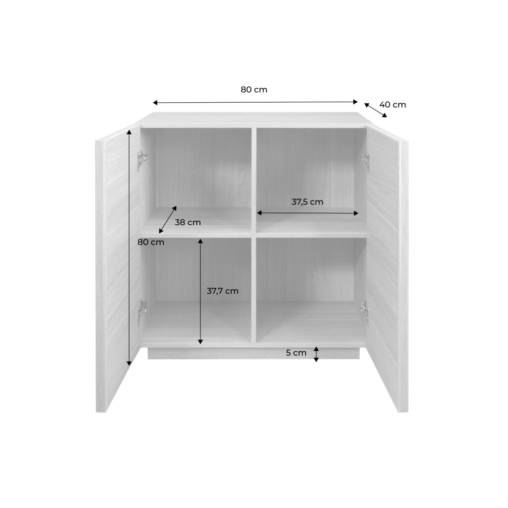 Credenza effetto legno 2 ante 80 cm, marrone naturale