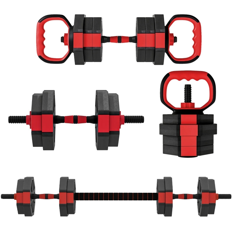 Set di manubri 4 in 1: manubri e bilancieri regolabili da 15 kg per l'allenamento di forza a casa