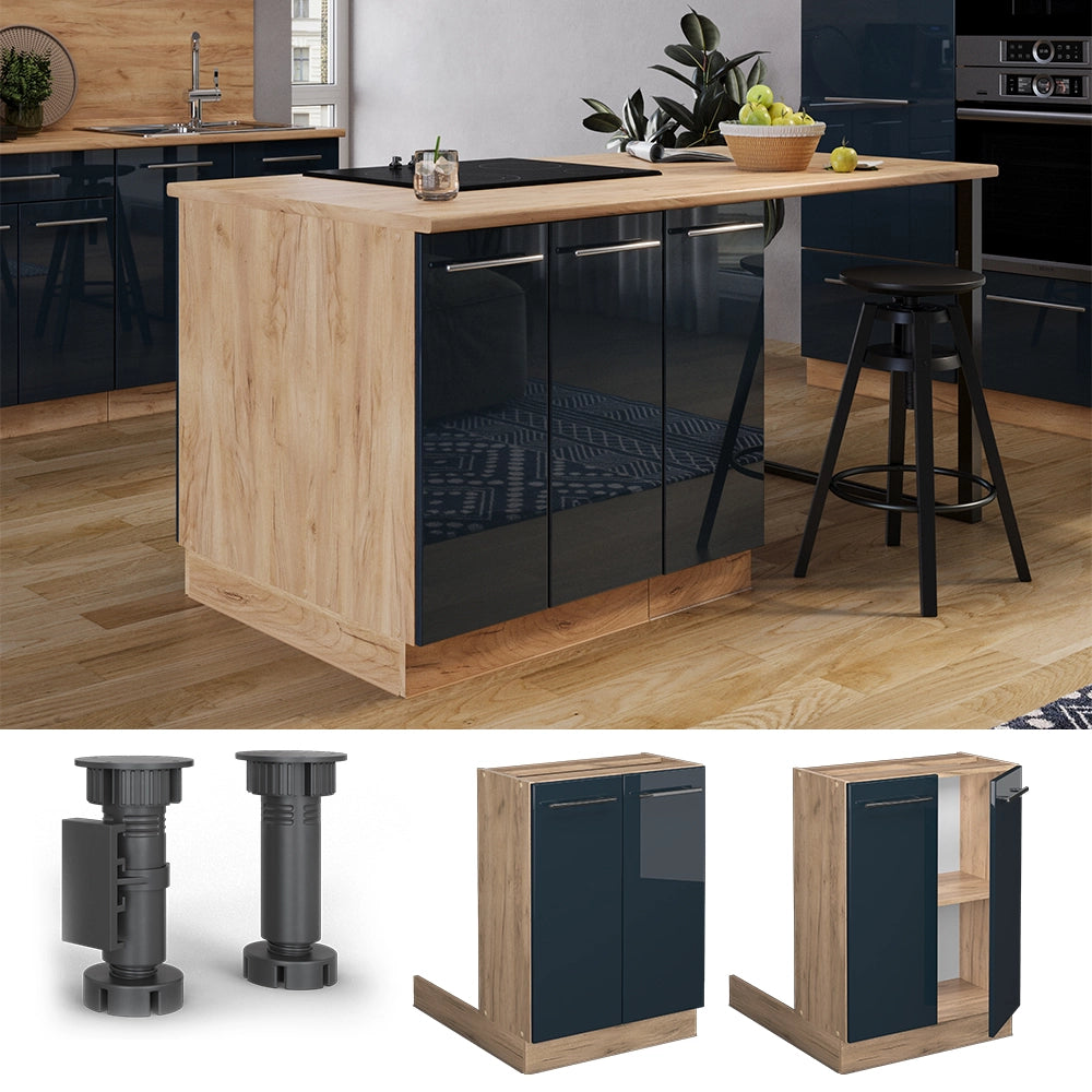 Vicco Mobili da cucina  Blu scuro lucido 60 cm senza piano di lavoro