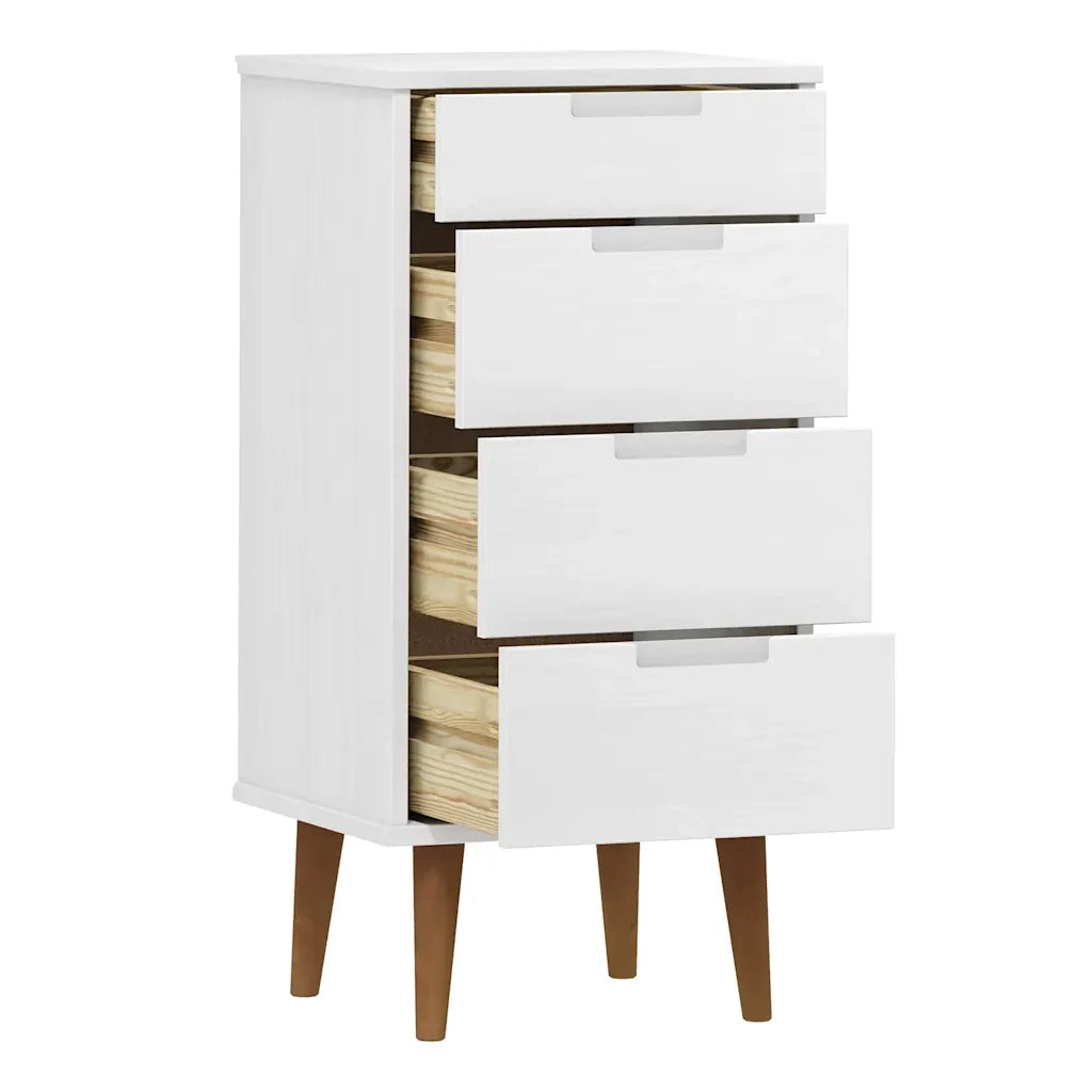Cassettiera MOLDE Bianca 40x35x82 cm in Legno Massello di Pino CFW1396781