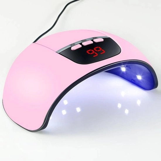 Lampada per cura gel per unghie, lampada per asciugatura unghie, lampada per cura gel per unghie professionale (rosa), apparecchio per terapia fotodinamica unghie con doppia fonte luminosa.
