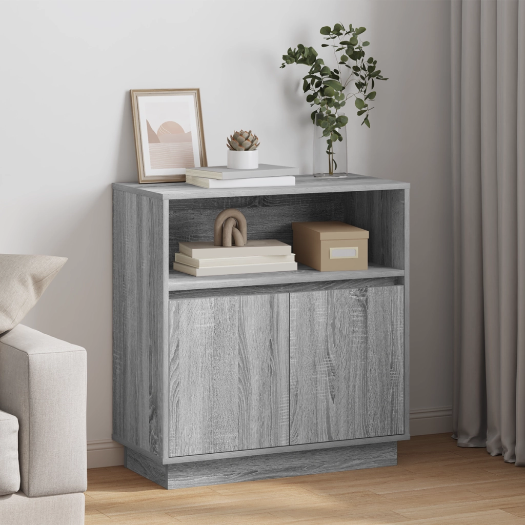 Sideboard con LED Grigio Sonoma 71x34,5x75 cm Legno ingegnerizzato