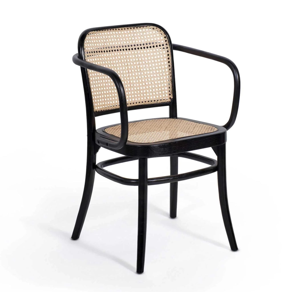 LÚZETE - SEDIA HANNAH CON BRACCIOLI IN LEGNO NERO RATTAN