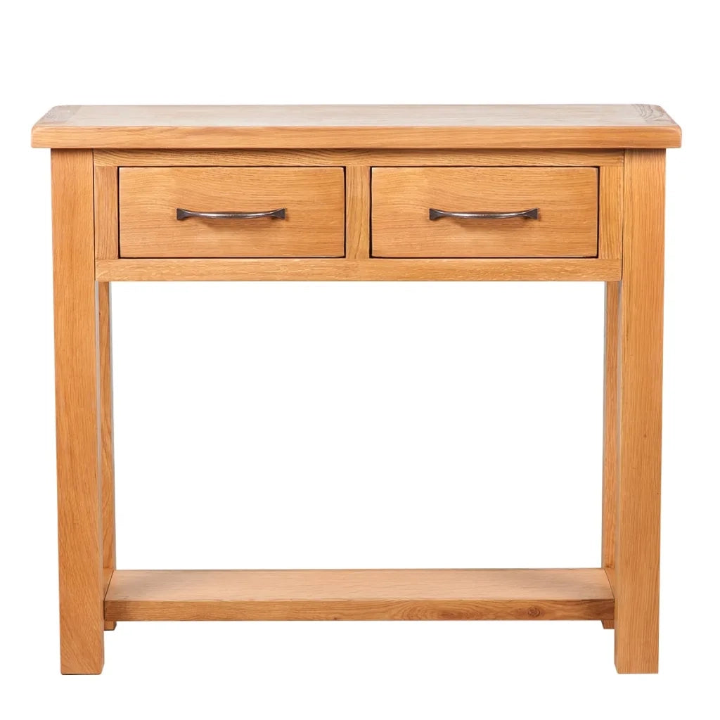 Tavolo Consolle con 2 Cassetti 83x30x73cm in Massello di Rovere 241675