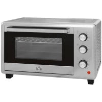 Fornetto Elettrico da 30L con 3 Funzioni di Cottura, Temperatura Regolabile e Timer, 1600W, Argento