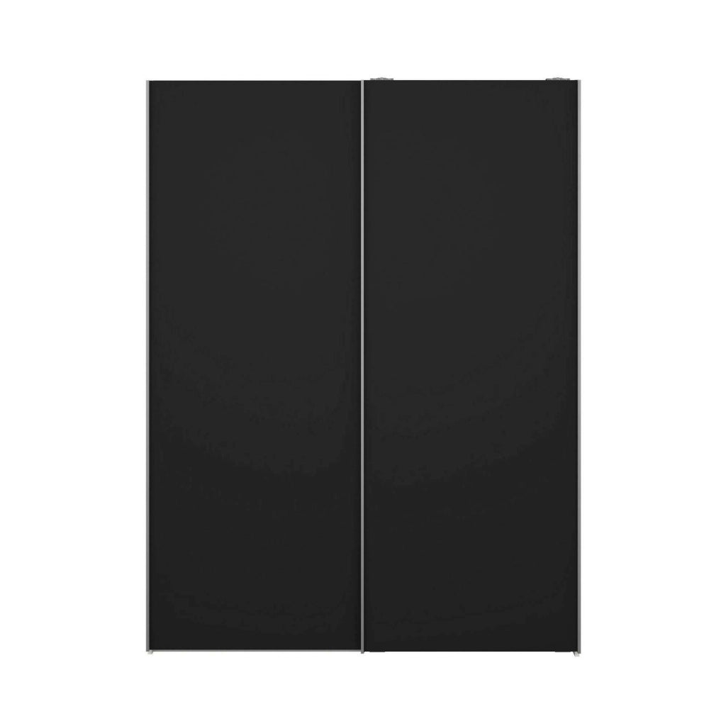 Guardaroba 2 ante Maurice, Mobile camera da letto, Cabina armadio portabiti, Armadio appendiabiti, 150x61 h200 cm, Bianco e Nero