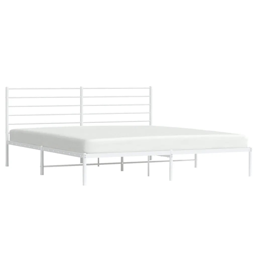 Letto matrimoniale | Letto per adulti | Giroletto con Testiera Metallo Bianco 200x200 cm
