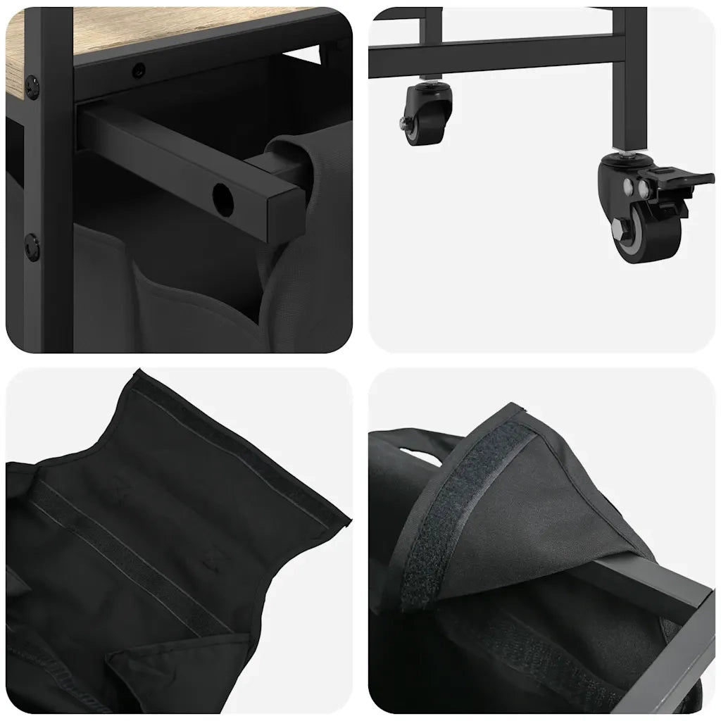 Cesto Portabiancheria 2 Scomparti con Ruote Rovere Sonoma 859096