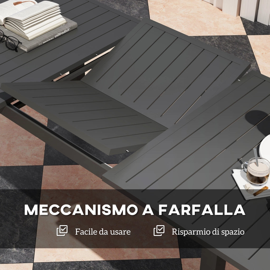 Tavolo da Giardino Allungabile Rettangolare in Alluminio ¨C zephmum ¨C Grigio 160-220 cm