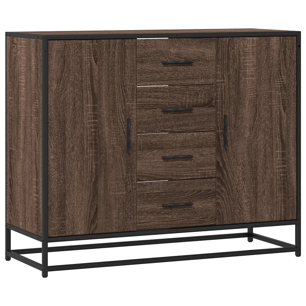Credenza Rovere Marrone 92x35x76 cm in Legno Multistrato