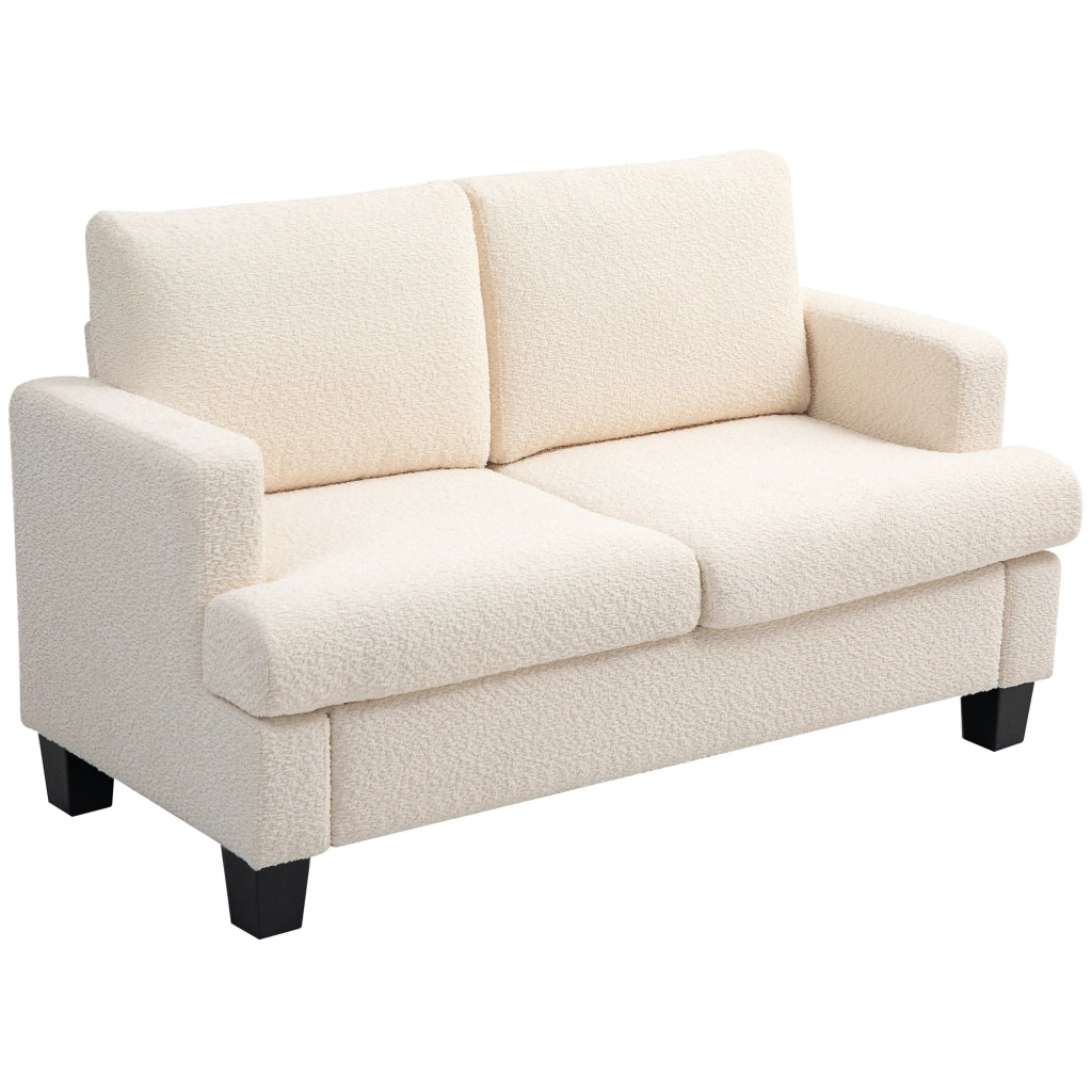 Divano 2 posti con cuscini amovibili ¨C Minimal ¨C Tessuto chenille beige 120 cm