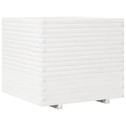 Fioriera rialzata per piante fiori terrazza giardino 80 x 80 x 72 cm legno di pino massiccio bianco 02_0037928