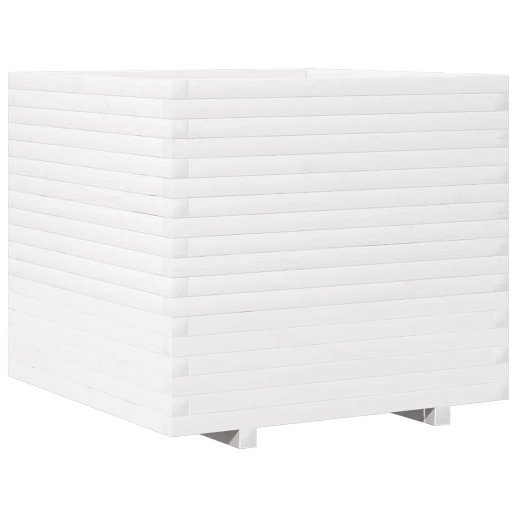Fioriera rialzata per piante fiori terrazza giardino 80 x 80 x 72 cm legno di pino massiccio bianco 02_0037928
