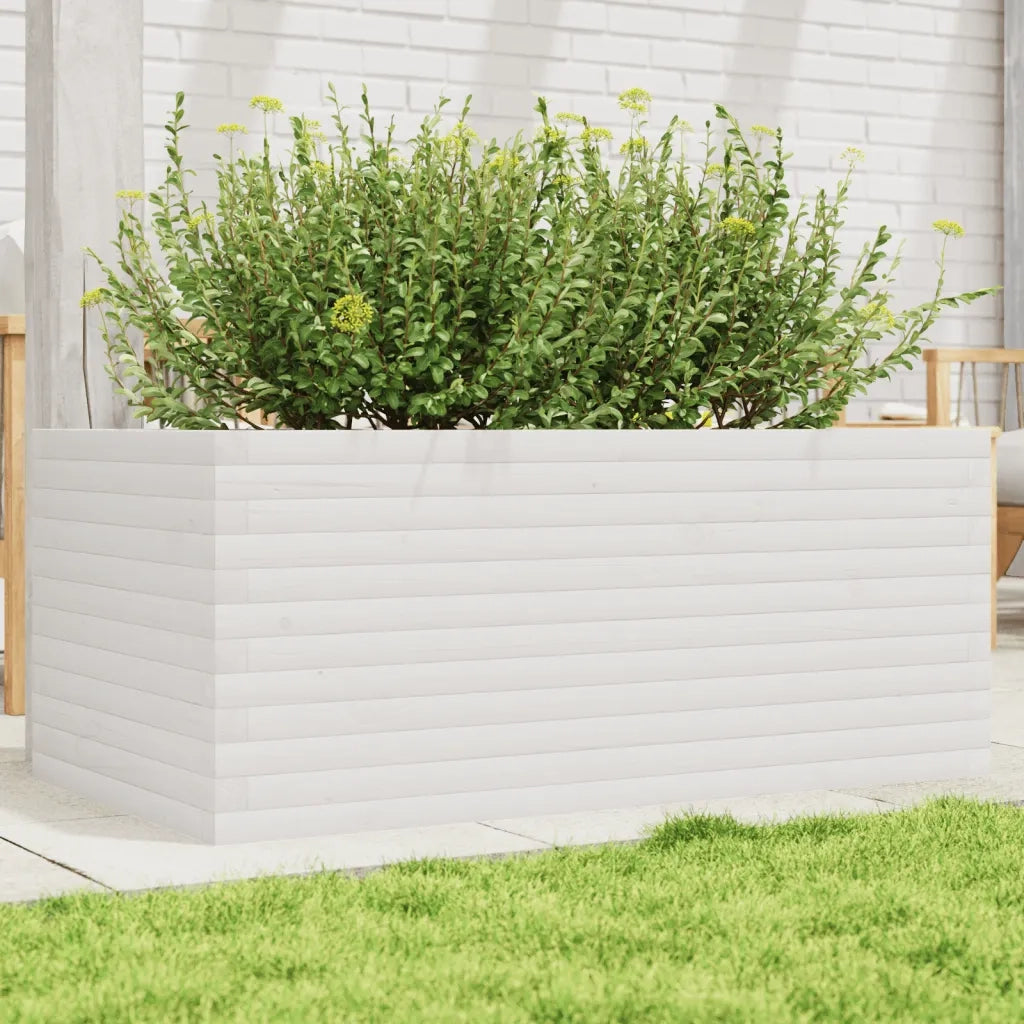 vidaXL Fioriera da Giardino Bianca 110x60x45,5 cm Legno Massello Pino