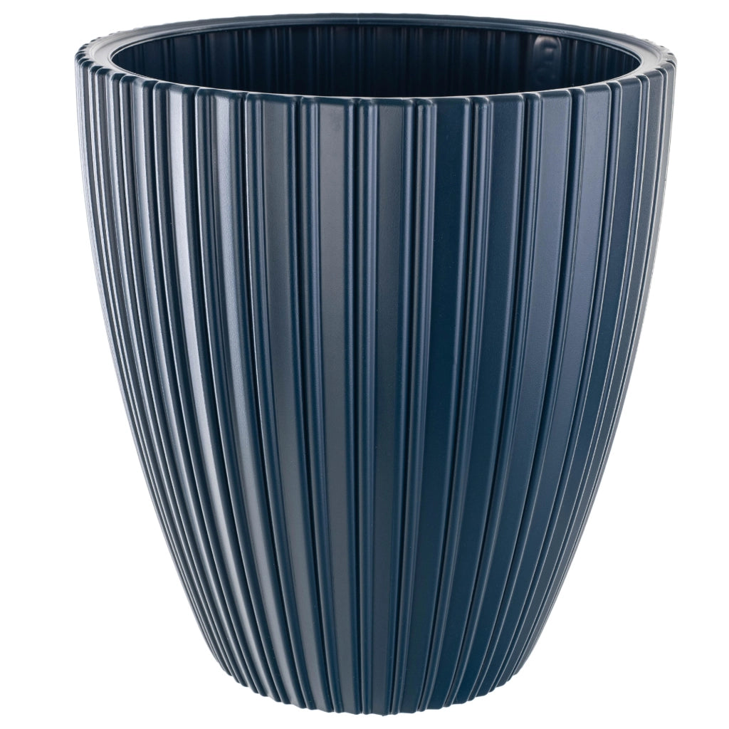 Vaso da fiori KADAX 30 cm, coperchio, inserto, vaso da fiori in plastica blu