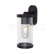 Lampada LED da Giardino Cilindrica con Portalampada E27 con Corpo Nero Copertura Trasparente IP44 - V-TAC