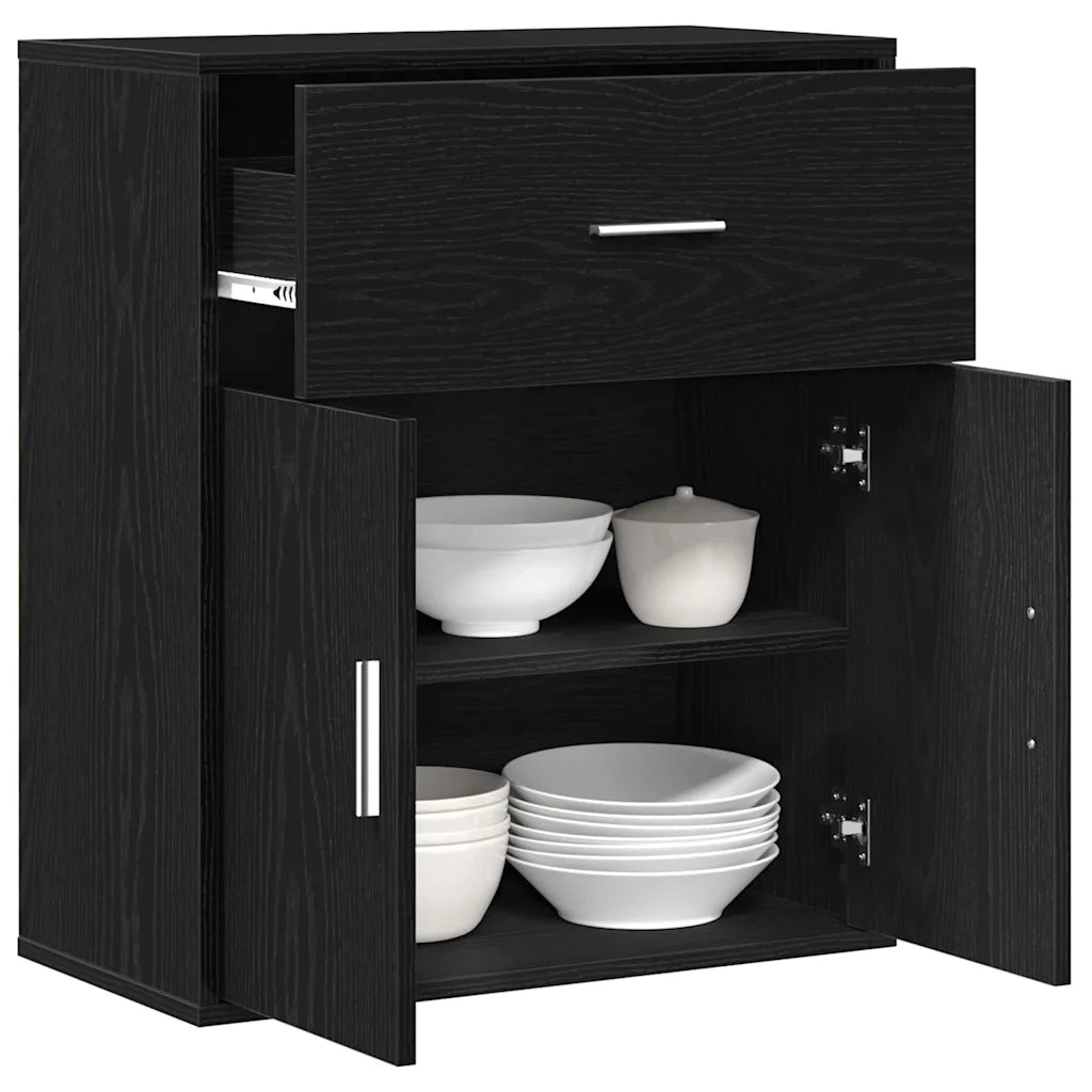 Credenza | Madia | Buffet da pranzo | Armadio da pranzo Rovere Nero 60 x 31 x 70 cm Legno multistrato