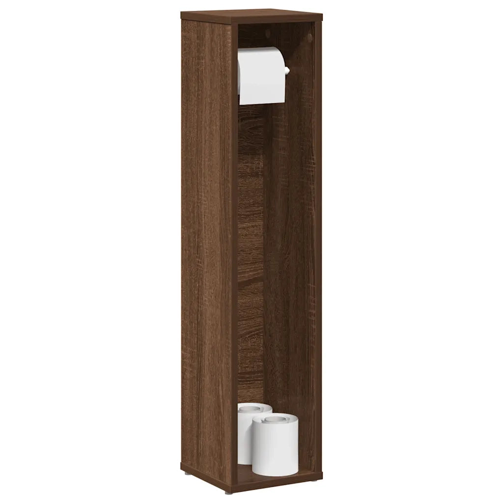 Mobiletto da bagno con portarotolo rovere Marrone 20,5x20x90 cm 858512