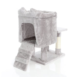 Fudajo Albero tiragraffi grigio chiaro 60cm con casetta per gatti, tronco e sisal