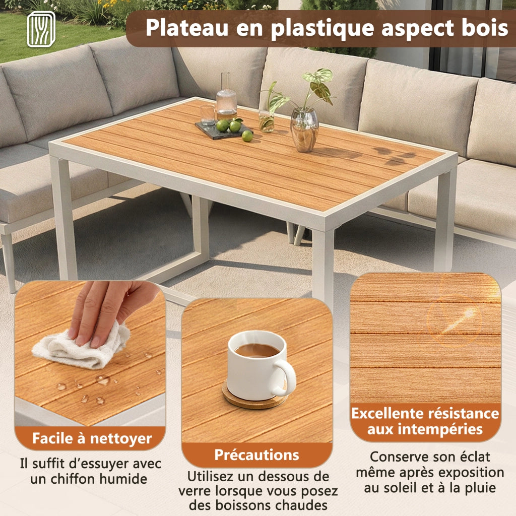Salotto da Giardino con 4 Divani; Tavolino e Cuscini per 7 Persone; Ferro; Beige