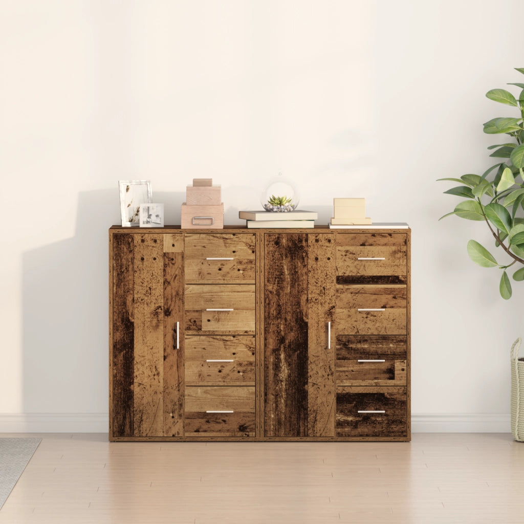 Credenze 2 pezzi Legno Vecchio 60x31x84 cm Legno Ingegnerizzato