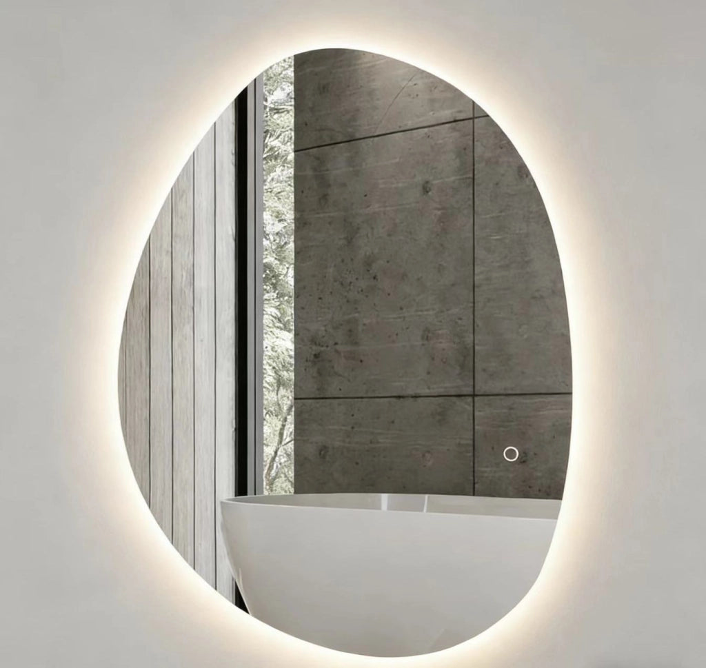 Specchio da bagno LED regolabile in vetro temperato 80x60x5 cm, argento