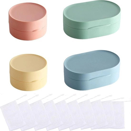 Set di contenitori per sapone con coperchio - Contenitore per sapone impermeabile per viaggi - Osservatorio per sapone fissa - 4 pezzi di contenitore per sapone con coperchio