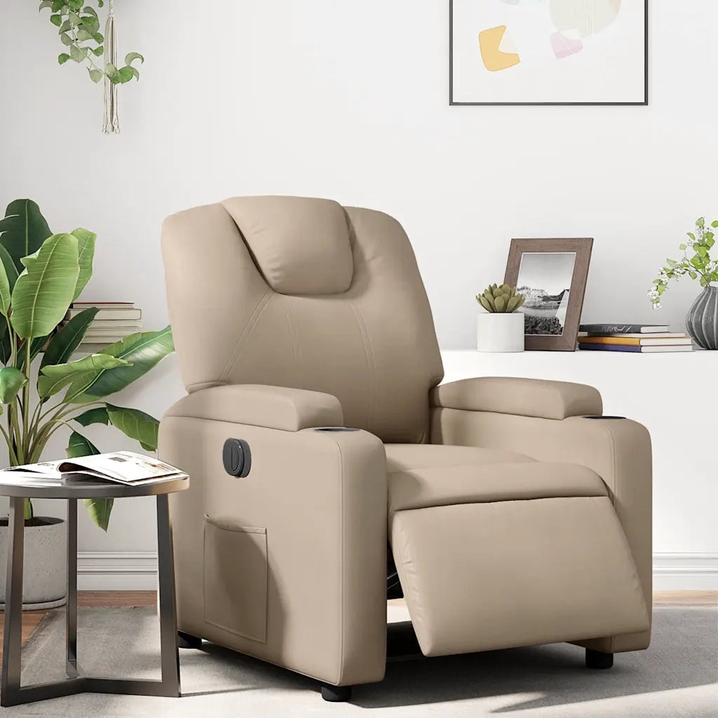 Divano Sedia-Poltrona Reclinabile Elettrica Cappuccino in Similpelle 577594