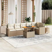 Set Divani da Giardino 7 pz con Cuscini Beige in Polyrattan 3271324