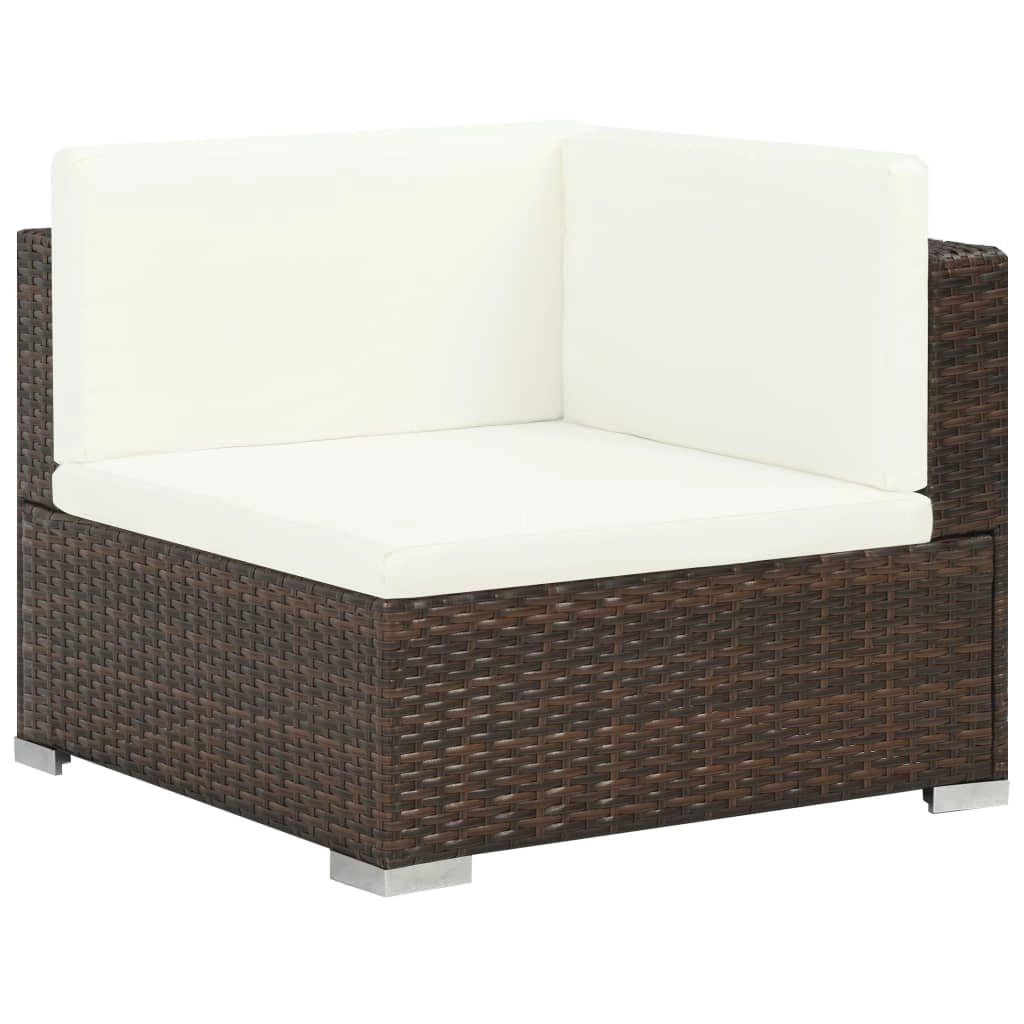 Set di mobili da giardino mobili da esterno 7 pezzi con cuscini resina intrecciata marrone 02_0017301