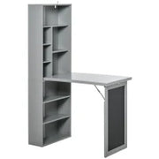 Scrivania PC Pieghevole con Libreria a 9 Ripiani in Legno e Metallo, 98x51x153 cm, Grigio