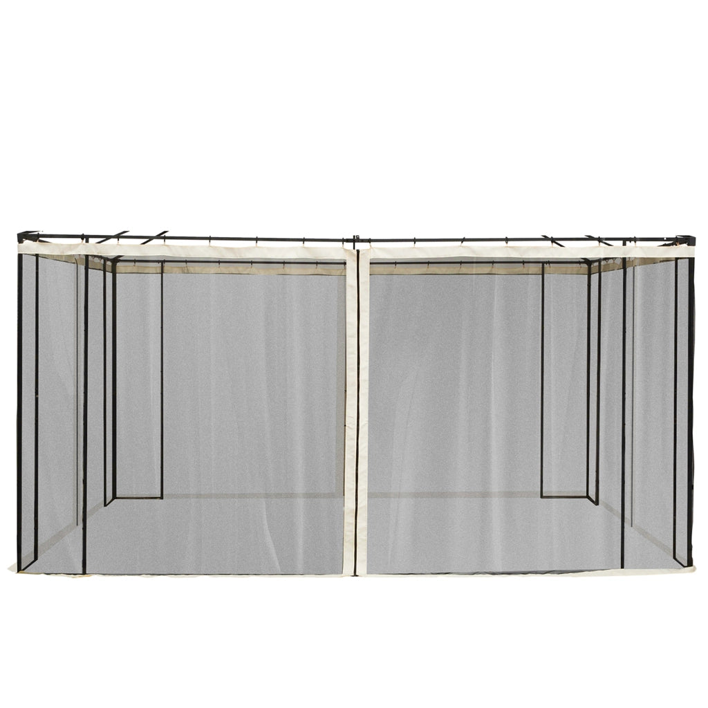Zanzariera per Gazebo Tende di Ricambio Universale con Cerniere, 352x207cm - Nero e Beige