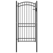 Cancello per Recinzione ad Arco in Acciaio 100x200 cm Nero 146372