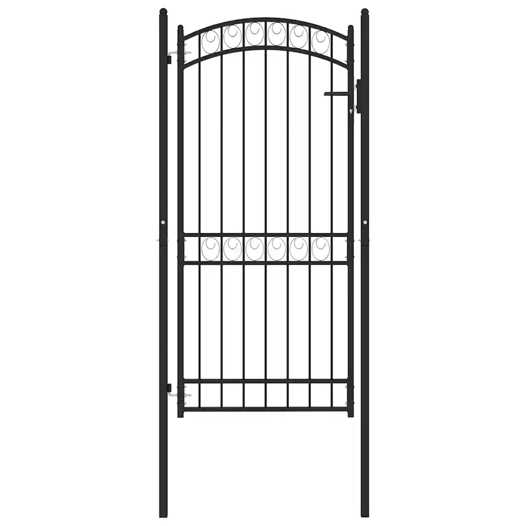 Cancello per Recinzione ad Arco in Acciaio 100x200 cm Nero 146372