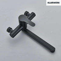 MAX | rubinetto miscelatore catering a parete nero | rubinetto cucina professionale in acciaio inox lungo e piatto | ristorante a parete bocca dritta