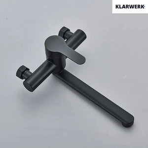 MAX | rubinetto miscelatore catering a parete nero | rubinetto cucina professionale in acciaio inox lungo e piatto | ristorante a parete bocca dritta