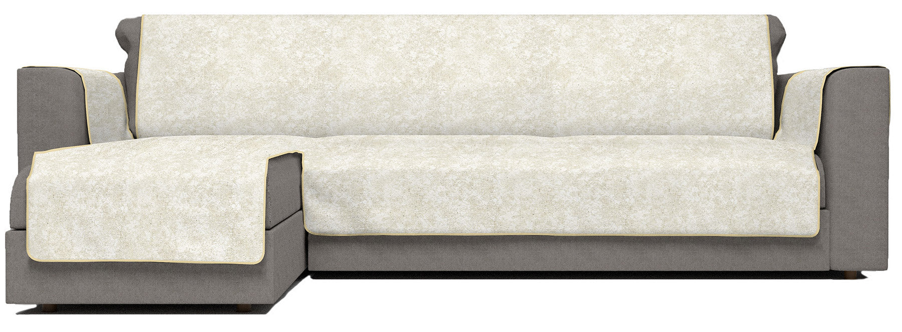 Copridivano con Penisola Sinistra Seduta 290 cm in Poliestere e Cotone Panna