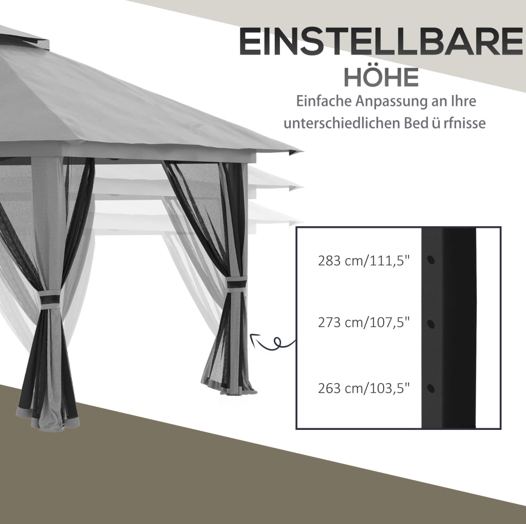 Gazebo pieghevole 392 x 392 cm con tetto ventilato e pareti laterali