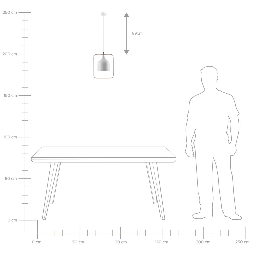 Lampada in Metallo Bianco con Struttura in Rame Stile Industriale 121 cm