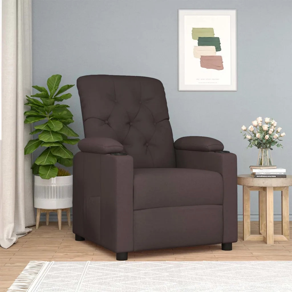 Poltrona | Sedia Relax Reclinabile Marrone Scuro in Tessuto