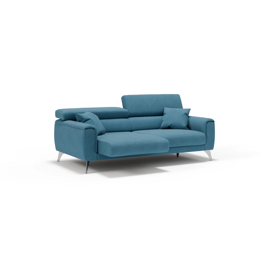 Caravaggio Divano con sedute allungabili e poggiatesta reclinabili in tessuto impermeabile T02 199 cm azzurro