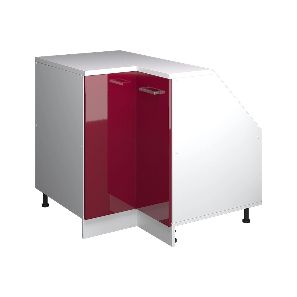 Mobile cucina angolare per sottotetto R-Line Rosso lucido/Bianco 75.6 cm con 1 porta, carcassa dell’armadio profondità 60 cm Vicco