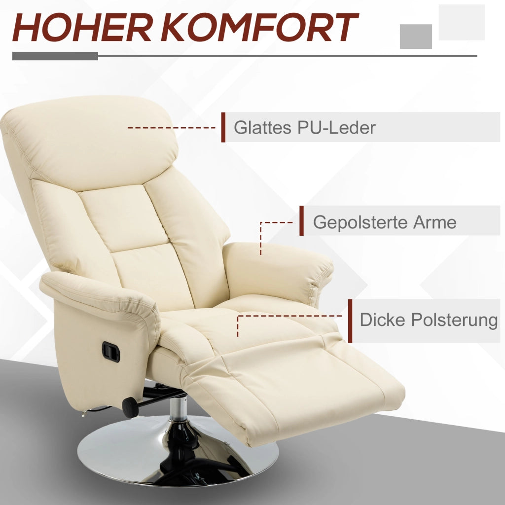 Poltrona relax reclinabile in similpelle ¨C Zephmum ¨C 78x80x109 cm, crema