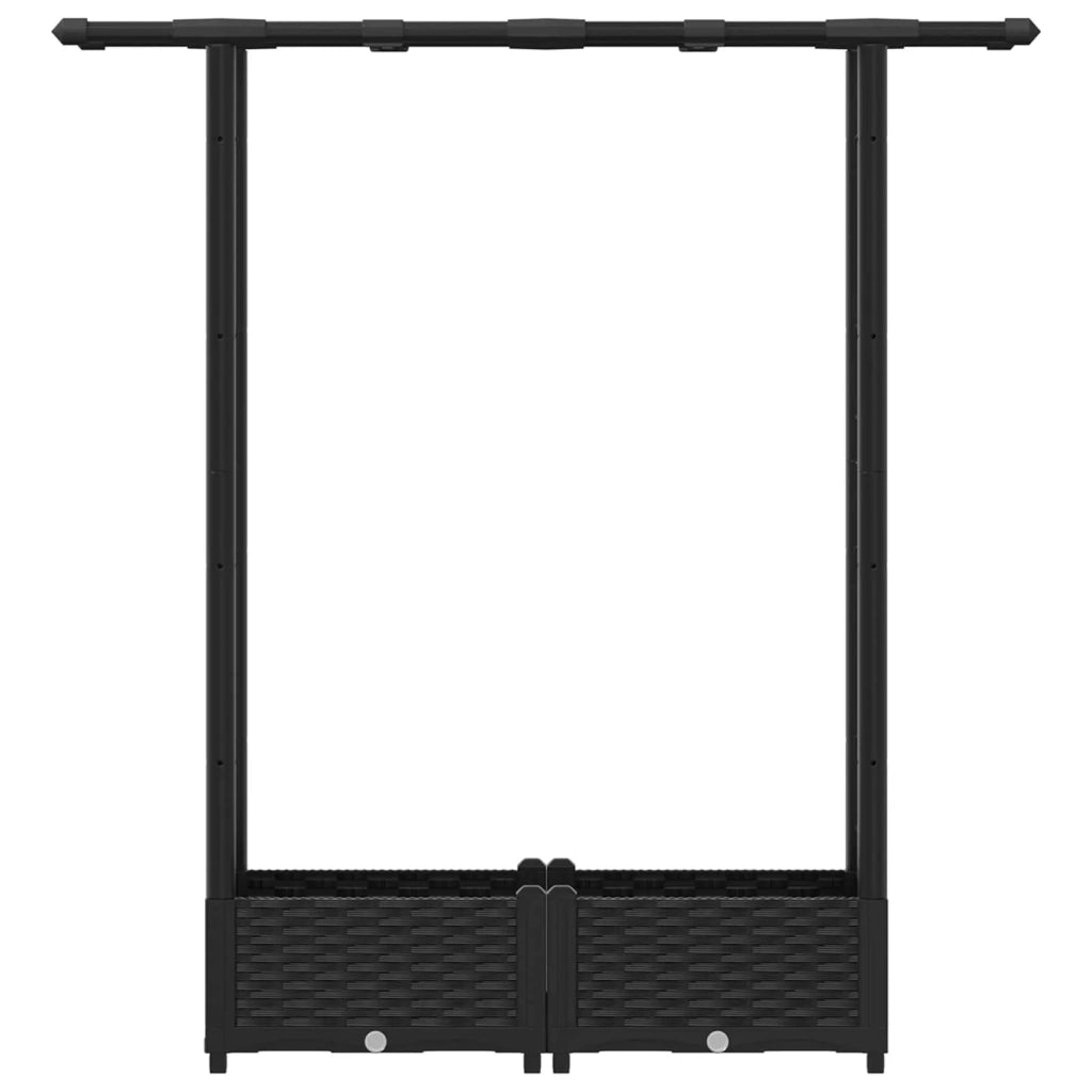 Letto Rialzato con Griglia e Tetto Nero 122,5 x 40 x 123 cm PP 42032539