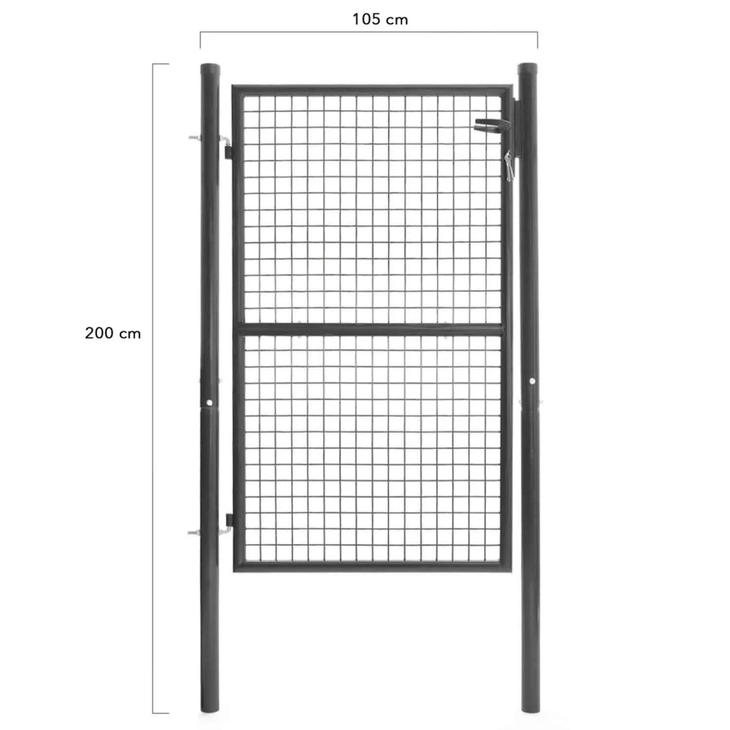 IDMarket - Cancelletto da giardino 105 x 150 cm in acciaio grigio antracite con serratura e maniglia