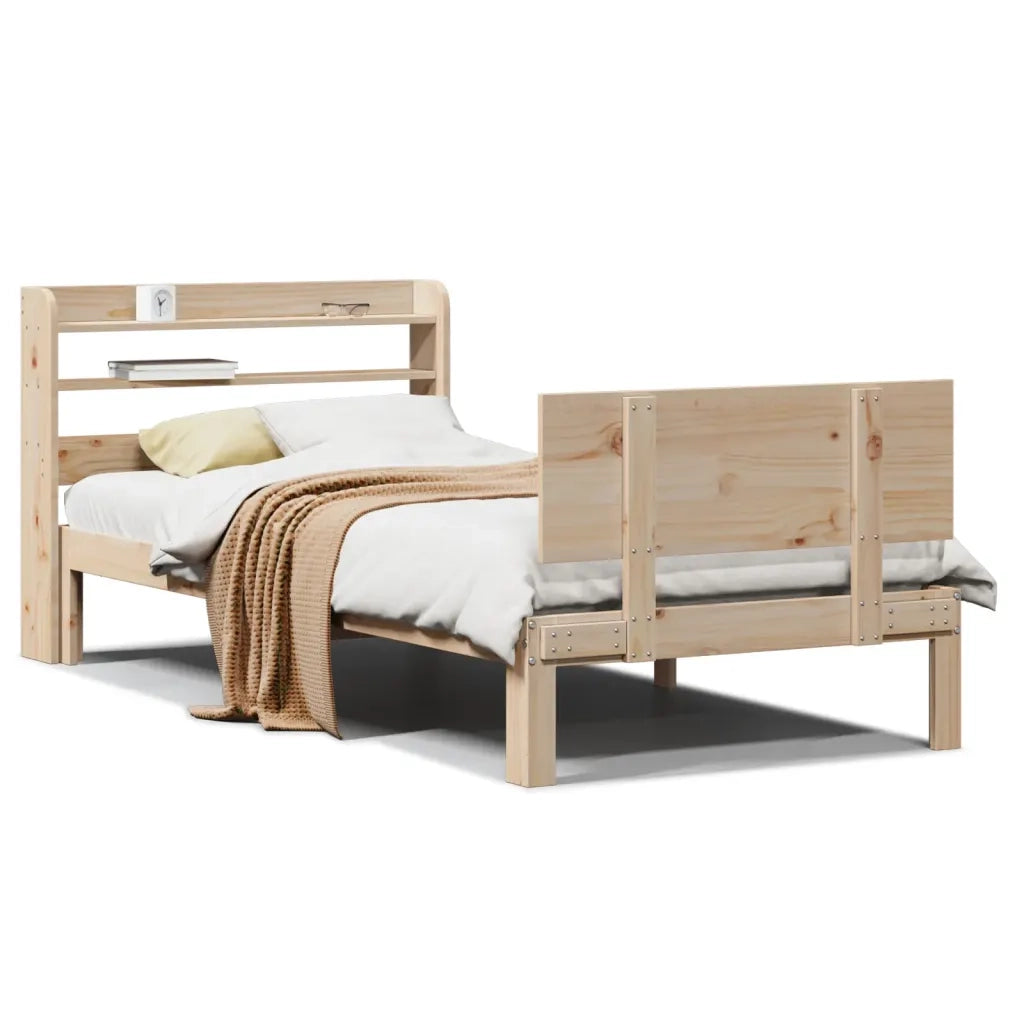 Giroletto con Testiera-Struttura Letto con testiera 90x200 cm in Legno Massello di Pino 427626