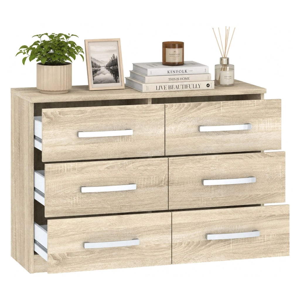 Laganaro, Cassettiera 6 Cassetti, 112x43x79h cm Marrone Rovere