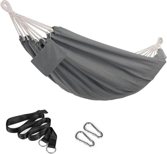 Hangmat esterna portatile - 210 x 150 cm - 300 kg di capacità di carico - Grigio